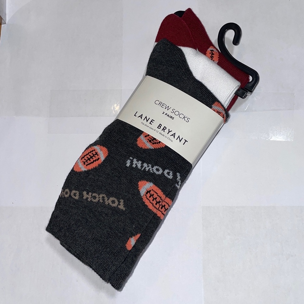Lane Bryant Patterned 3 Pack Crew Socks Size 8-12 NWT